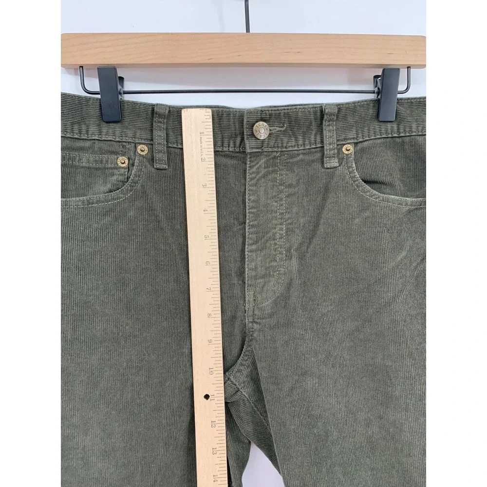 J Crew Corduroy Pants Mens 32x34 Green Slim Fit Flex Cotton Blend Fall Preppy